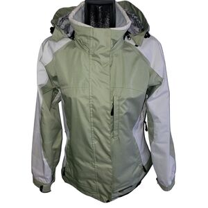Wetskins Light Green & White Women's Waterproof Hooded Jacket M